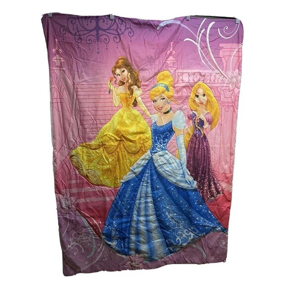 Disney Vintage Cinderella Princesses Reversible Comforter Blanket Throw 56x41 - Picture 1 of 6